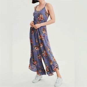 American Eagle - Purple Floral Jumpsuit